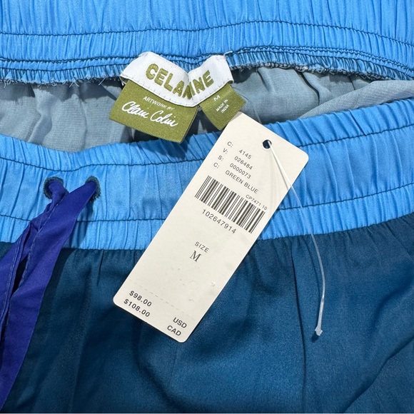 Anthropologie Celandine x Claire Colin Teal Wide Leg Drawstring Pants L Spring - Picture 8 of 8